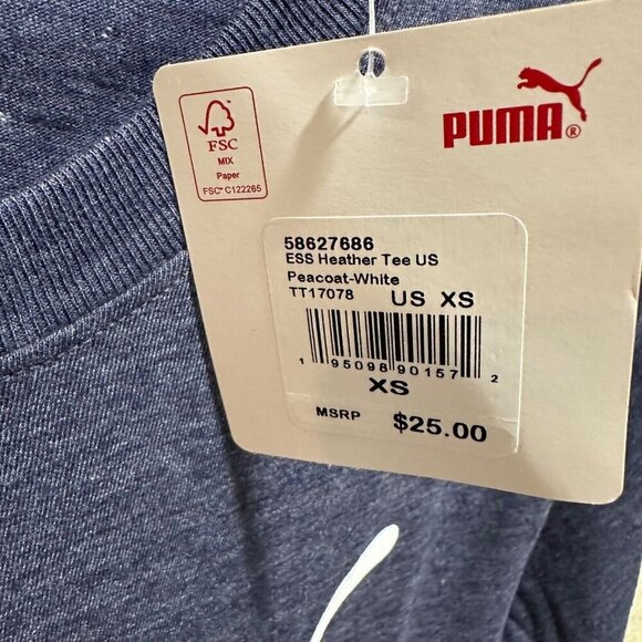 Puma Men Size XS Peacoat Blue Essential Graphic Logo Short Sleeve T-Shirt NWT - Picture 5 of 5